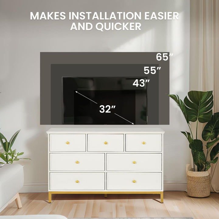 Pamapic 7-Drawer Dresser TV Stand, White