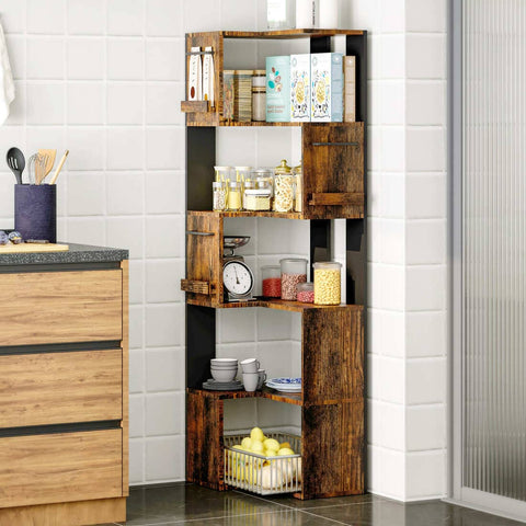 5-Tier Corner Shelf Bookcase, 63-Inch